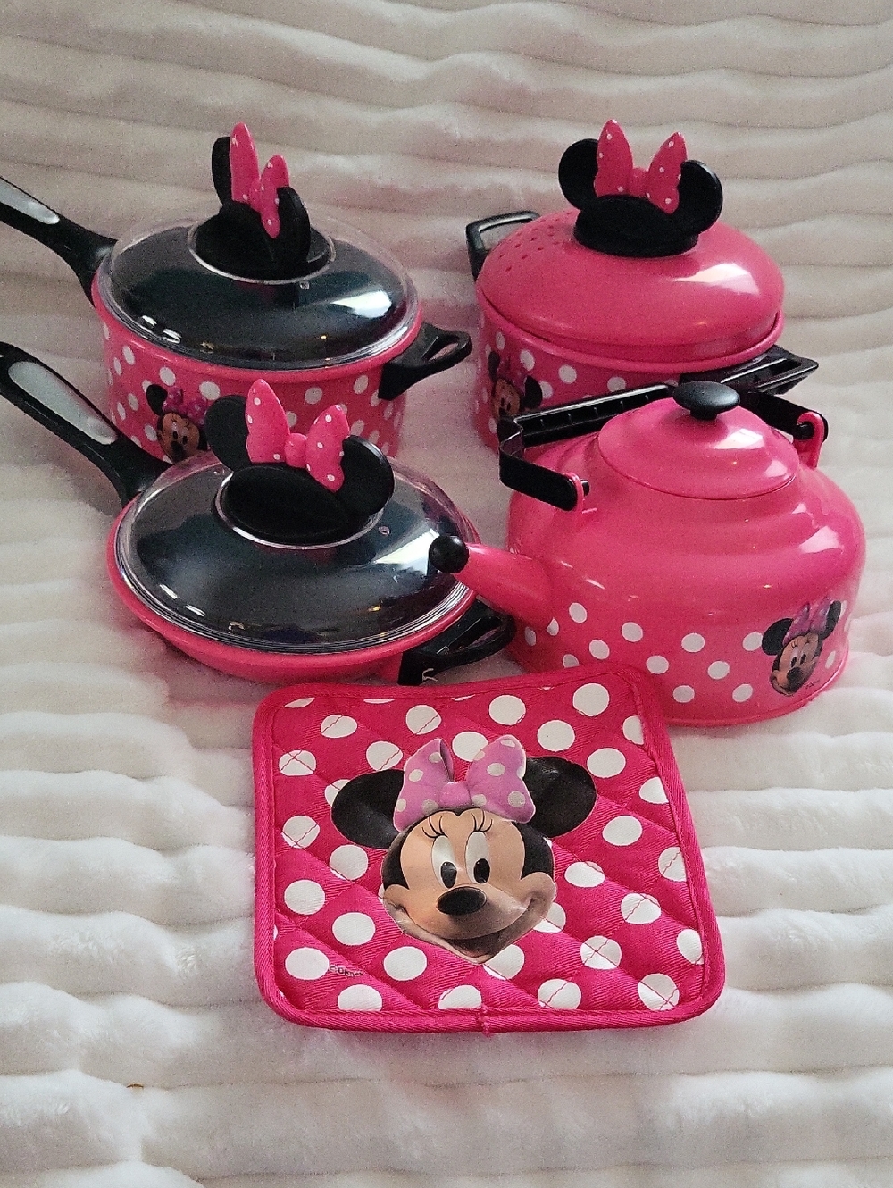 Disney Store Minnie Mouse Gourmet Pots n Pans Cooking Set Pretend Play - Picture 4 of 11